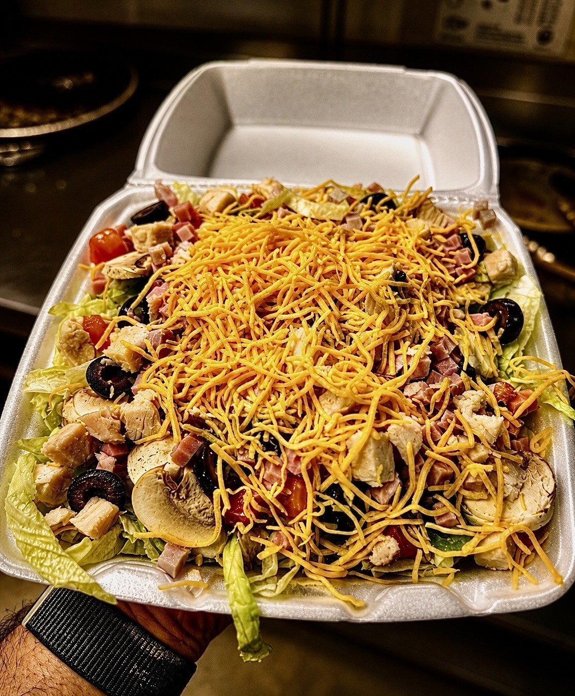 Loaded chef salad from Porky's Pizza